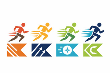 Abstract minimalist running club logo icons collection for sports branding and design