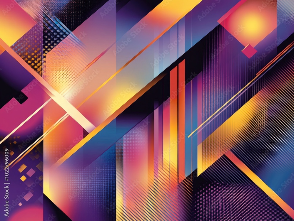 Poster abstract geometric fantasy background featuring diverse elements