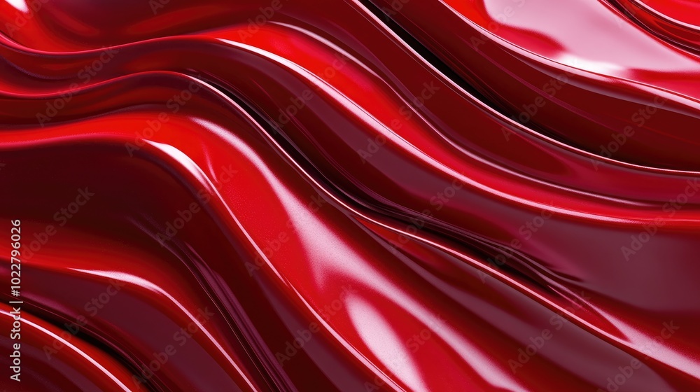 Poster 3D rendered background in vibrant red color