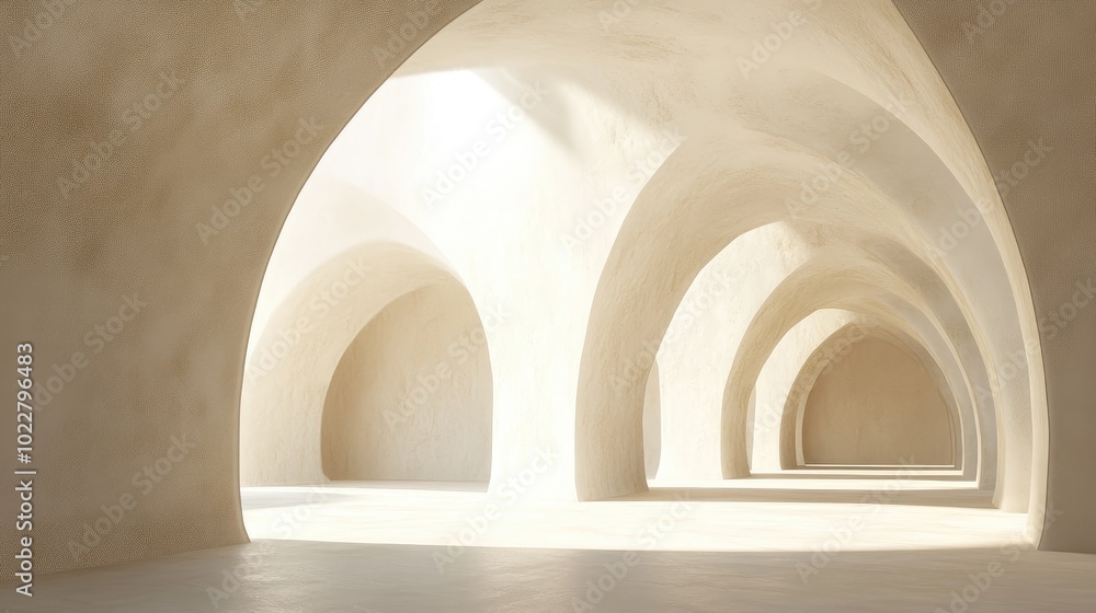 Poster abstract architectural background featuring an arched interior in a 3d render