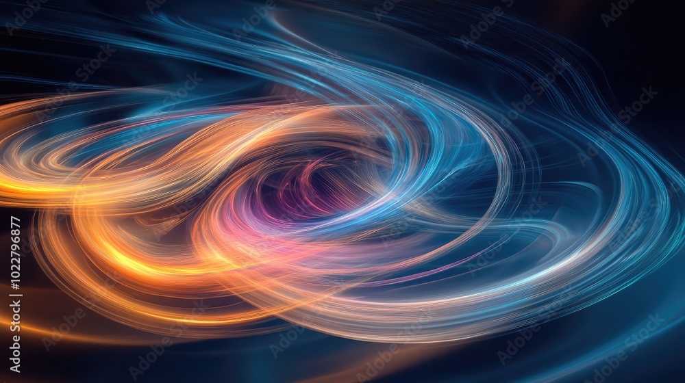 Poster Colorful abstract fractal design rendered in 3D on a dark backdrop