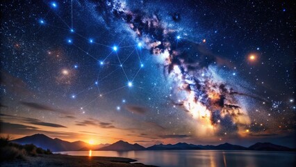 Stunning Night Sky Display of the Cancer Constellation with Bright Stars and Cosmic Beauty