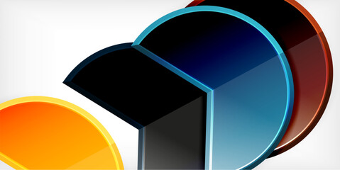 Glass reflective geometric round shapes background. Vector Illustration For Wallpaper, Banner, Background, Card, Book Illustration, landing page