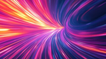 Abstract Neon Orange Pink Purple Blue Lines Wallpaper Background Banner Physics Technology Of Light Speed Warp Space Illustration Paintbrush Style Background Texture