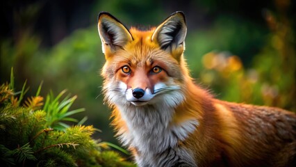 Obraz premium Stunning Red Fox in Natural Habitat Showcasing Vibrant Fur and Graceful Stance in the Wild