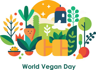 Abstract minimalist art celebrating world vegan day adventure