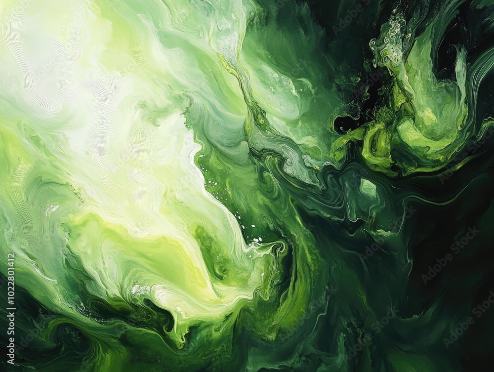 Poster abstract artwork featuring a vibrant green backdrop with fluid motion perfect for design purposes
