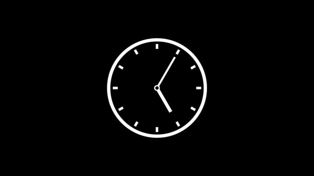 Abstract spinning clock icon animation on black background.