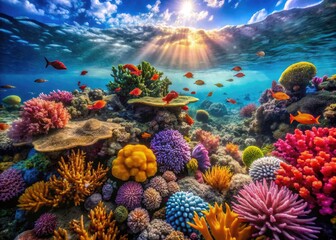 Stunning Underwater Landscape of Plemmirio Marine Reserve with Vibrant Coral Reefs and Sea Life