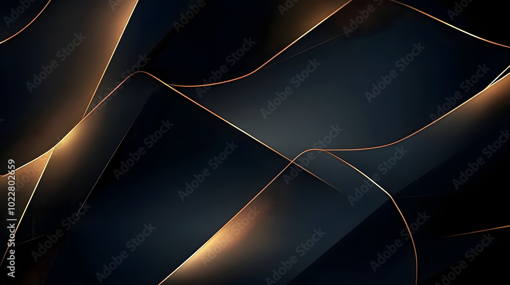 Poster a dark background with gold lines and a black background with gold lines. generative ai