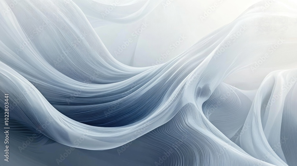 Poster Abstract white and grey flowing wave background with a futuristic sci fi design Creative graphic suitable for web use