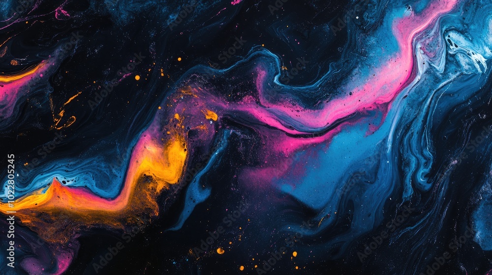 Poster abstract black marble texture with ink and paint close up of colorful abstract painting background o