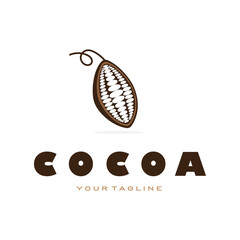 cocoa logo,cocoa bean,cocoa tree,cocoa branches and leaves,chocolate mix on white background,vintage,modern,simple,minimalist icon illustration template design vector