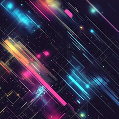 Futuristic digital art with vivid neon glowing geometric structures design