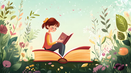 World book day illustration. Love reading