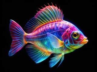 Fototapeta premium Stunning X-Ray Fish Displaying Transparent Body and Vivid Colors in a Marine Aquarium Setting