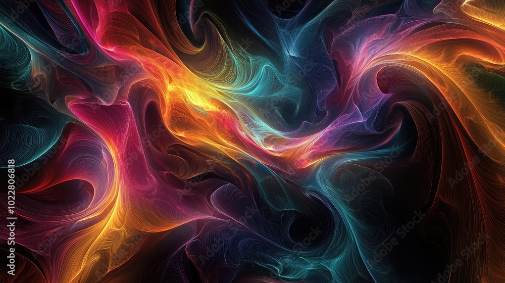 Aufkleber Abstract forms on a dark backdrop Surreal fractal pattern