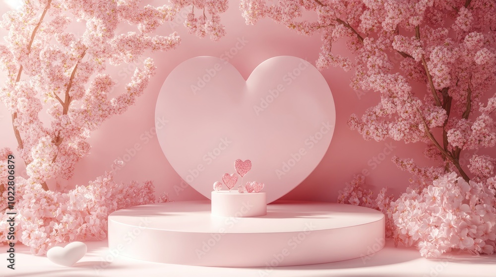 Poster 3d render of a minimalistic sweet scene featuring a display podium for mockups and product branding 