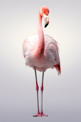 Pink flamingo isolated on white background
