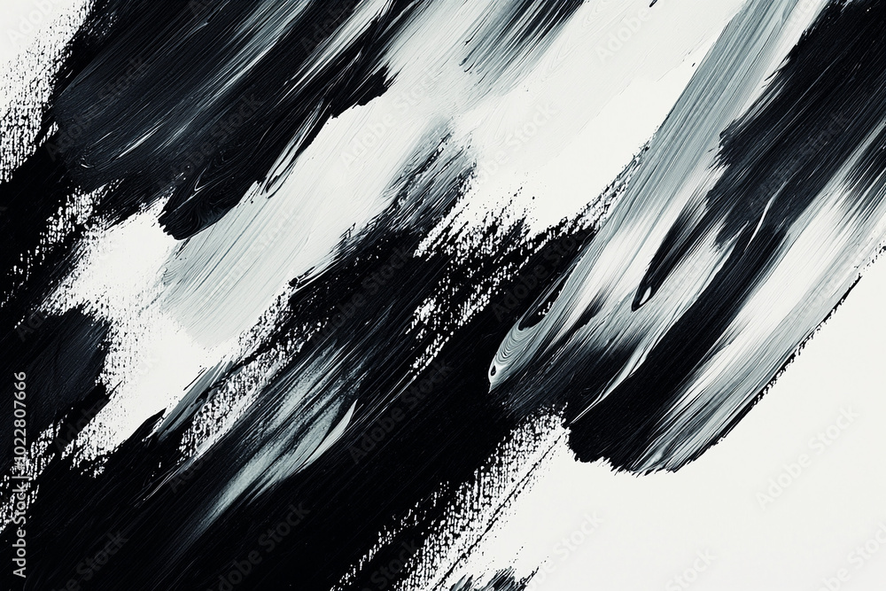 Aufkleber abstract black and white brush strokes creating a dynamic texture