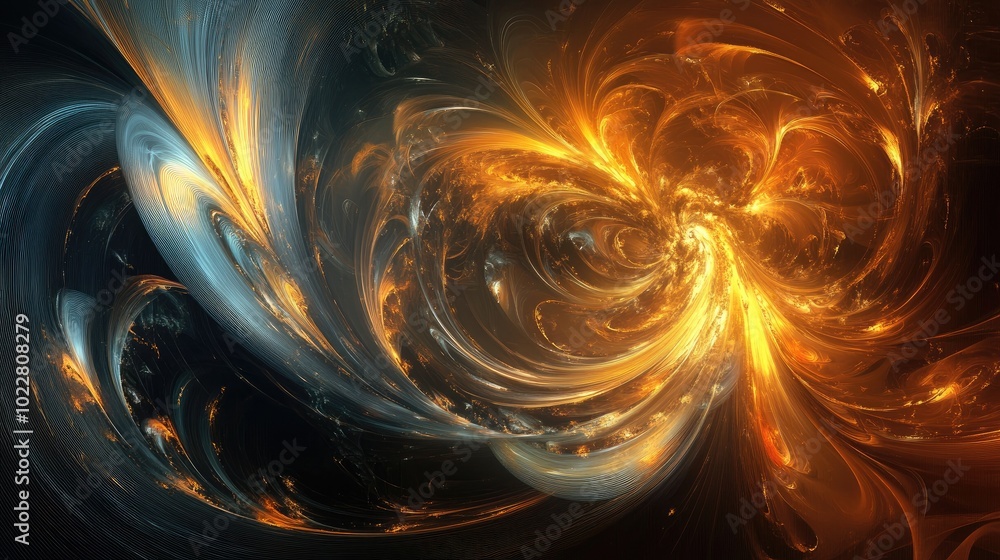 Aufkleber Abstract digital fractal design featuring a dynamic swirling motion with fantasy elements