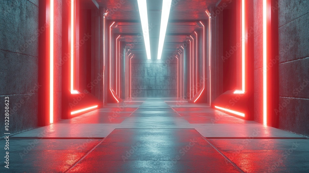 Aufkleber abstract futuristic empty room showcasing a sci fi corridor with lighting ideal for product displays