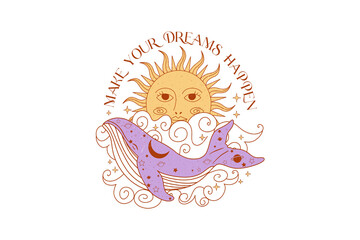 Make your dreams happen, Boho Mystical PNG Sublimation Design