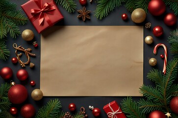 christmas background with christmas tree and decorations