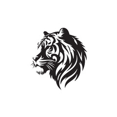 tiger head silhouettes logo vector with white background