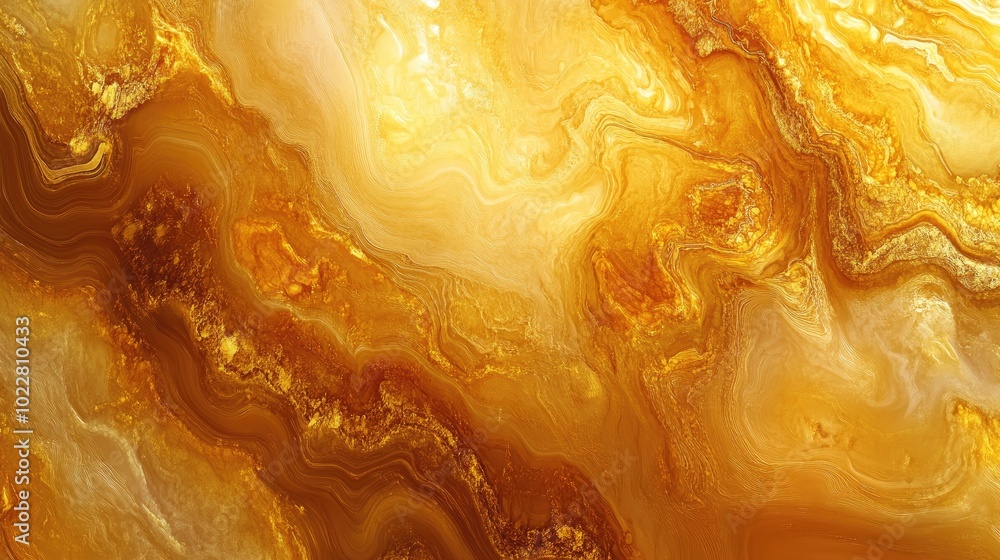Aufkleber Abstract golden marble texture featuring a fantasy fractal design in shades of yellow and brown Digital artwork with a 3D rendering effect