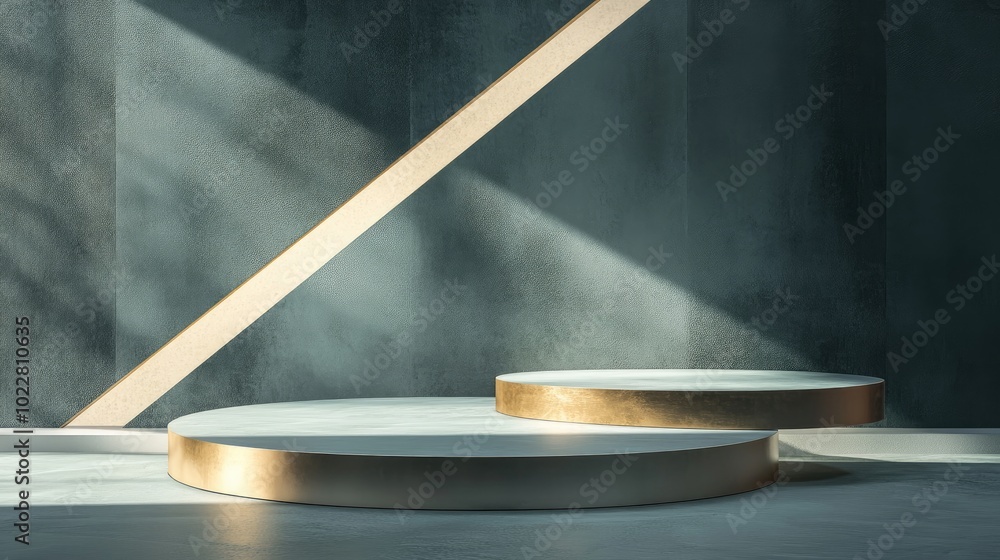 Poster Abstract background with geometric shapes podium for product presentation 3D rendering