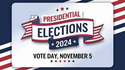 Presidential Elections 2024 promotional graphic with vote date announcement.