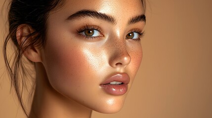 Smooth Woman's Face with Radiant Skin Close-Up