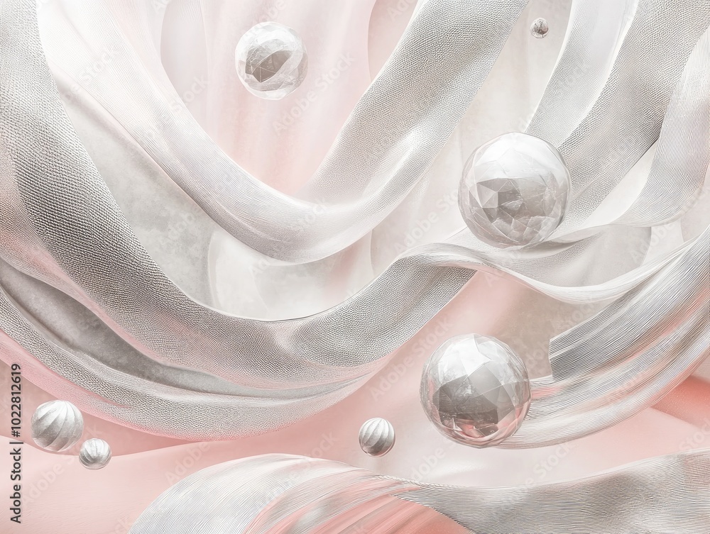 Poster 3d wallpaper mural featuring silver spheres an exquisite abstract background with volumetric element