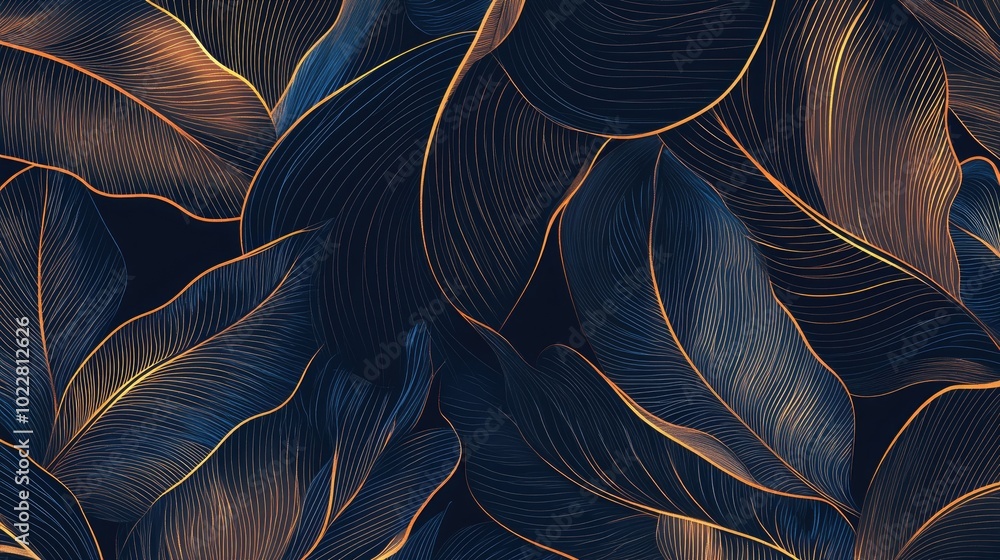Poster abstract art background featuring tropical leaves in gold line art style botanical design ideal for 