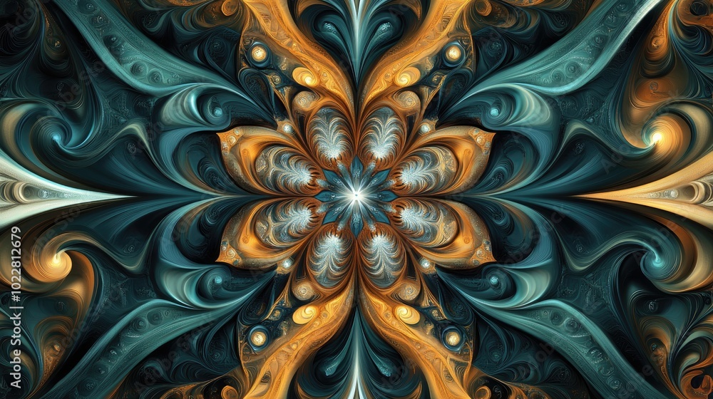 Poster Abstract ornamental pattern with a creative fractal design ideal for greeting cards or apparel