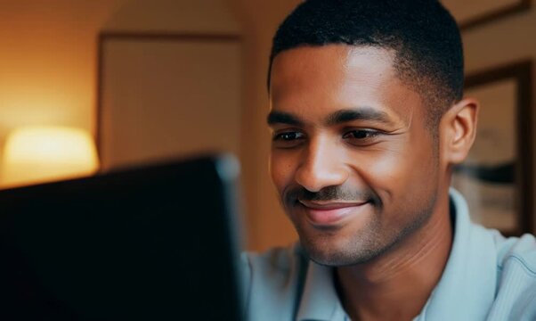 Cuban Man Engaging with Online Community Forum on Laptop