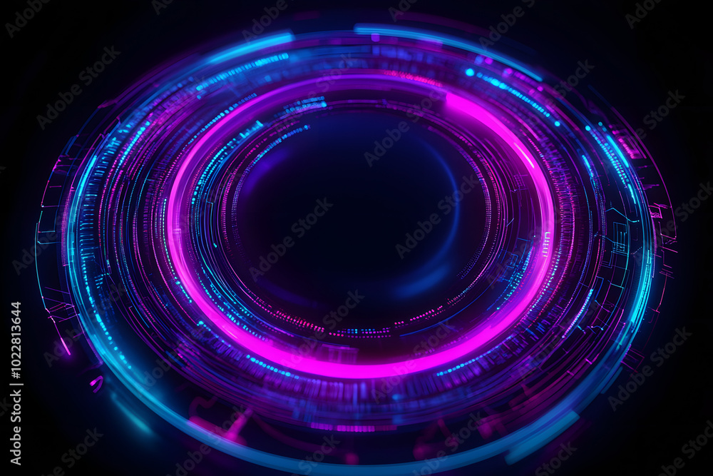 Poster creative digital tech circle on dark background. big data and technology concept. 3d rendering.