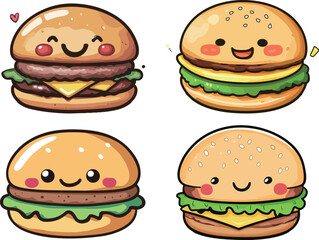 Cute Cartoon Burgers