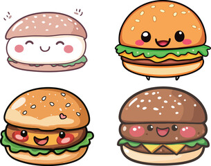 Cute Cartoon Burgers