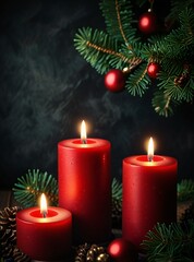christmas decoration with candle and christmas tree