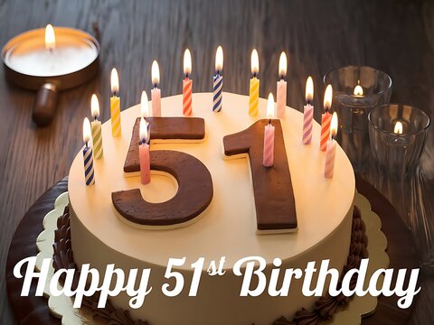 Rustic 51st Birthday Cake with Candles