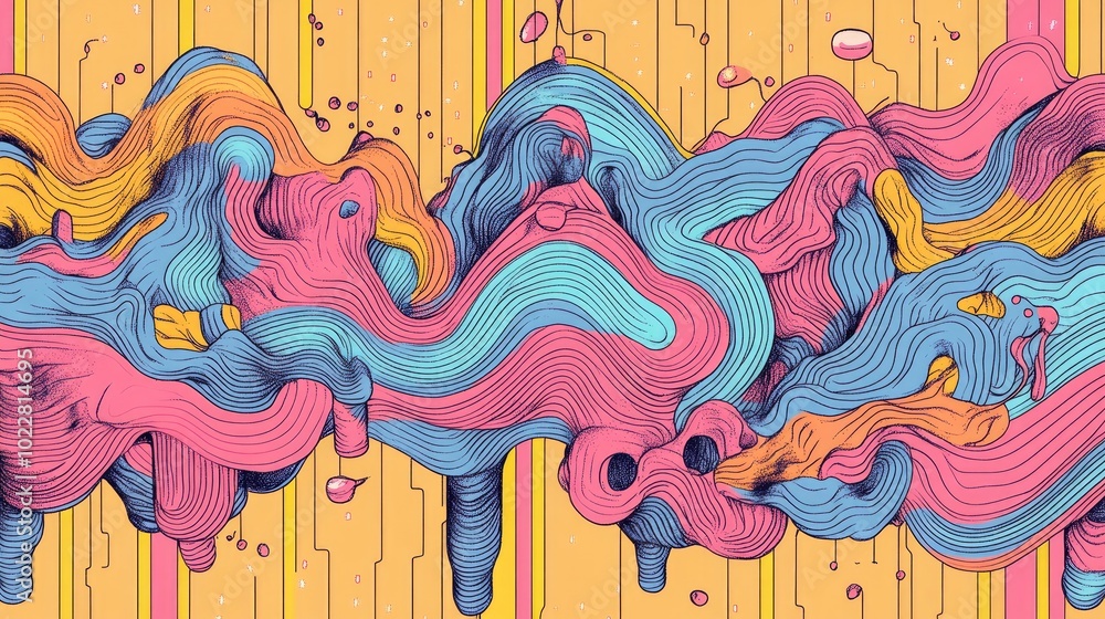 Aufkleber Abstract Digital Background with Rainbow Effect Blurred Patterns Moire Wavy Designs and Color Gradients