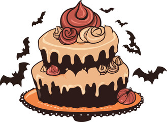 Halloween-Themed Cake Illustration