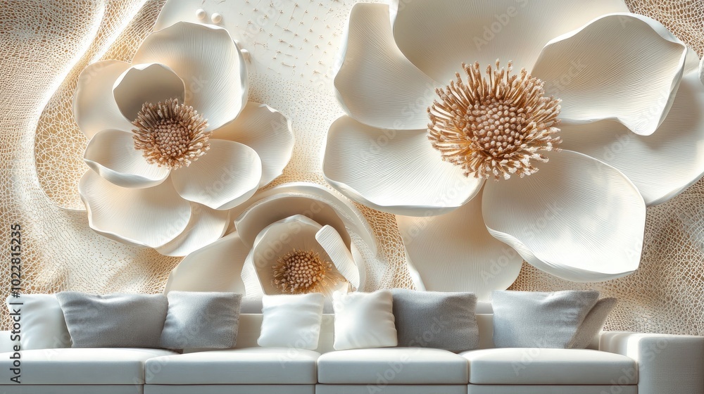 Poster 3d decorative wallpaper design featuring a high quality flower and circular patterns suitable for en