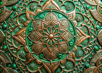 Obraz premium Textured greenish bronze surface with intricate patterns, perfect for backgrounds and artistic projects