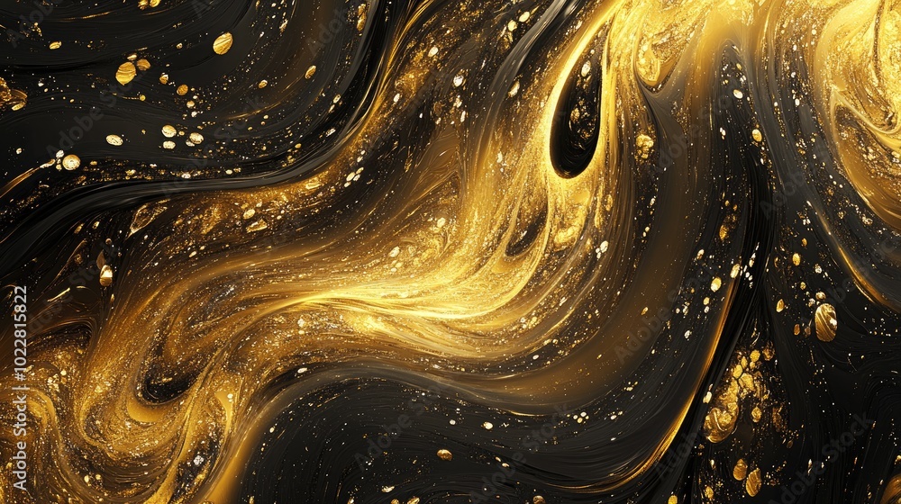 Poster Abstract golden and black pattern creating a fantasy fractal texture Digital art rendered in 3D ideal as a beautiful background for wallpapers albums posters or booklets