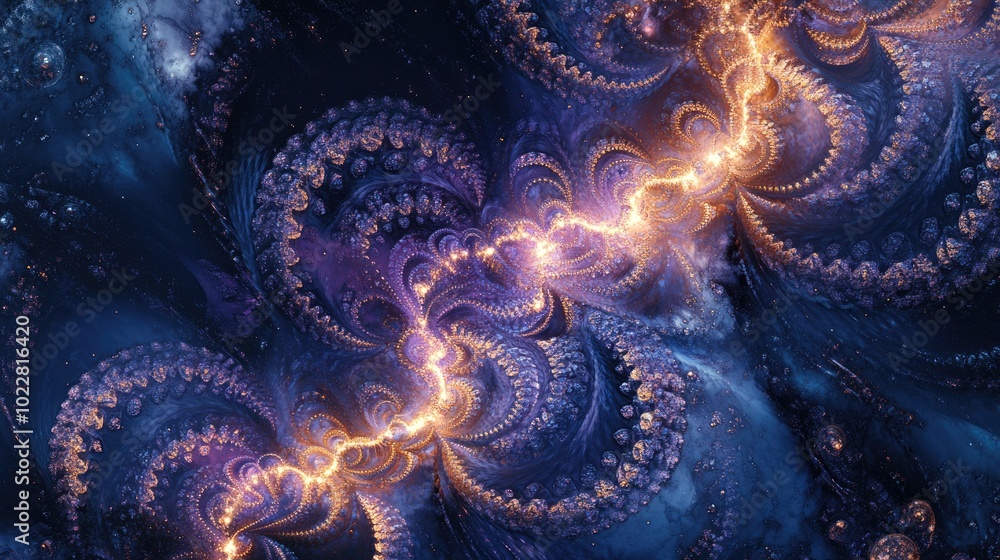 Aufkleber Abstract fractal background showcasing intricate textured chaos with ornamental elements