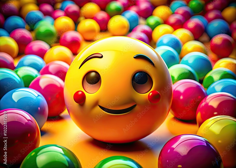 Poster thoughtful emoji expression representing contemplation and curiosity in a colorful digital style