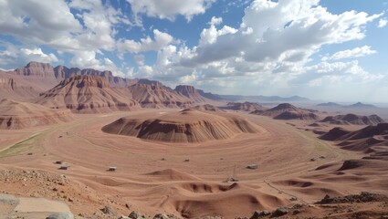 Fototapeta premium Panoramic View of a Desert Landscape with Red Rock Formations